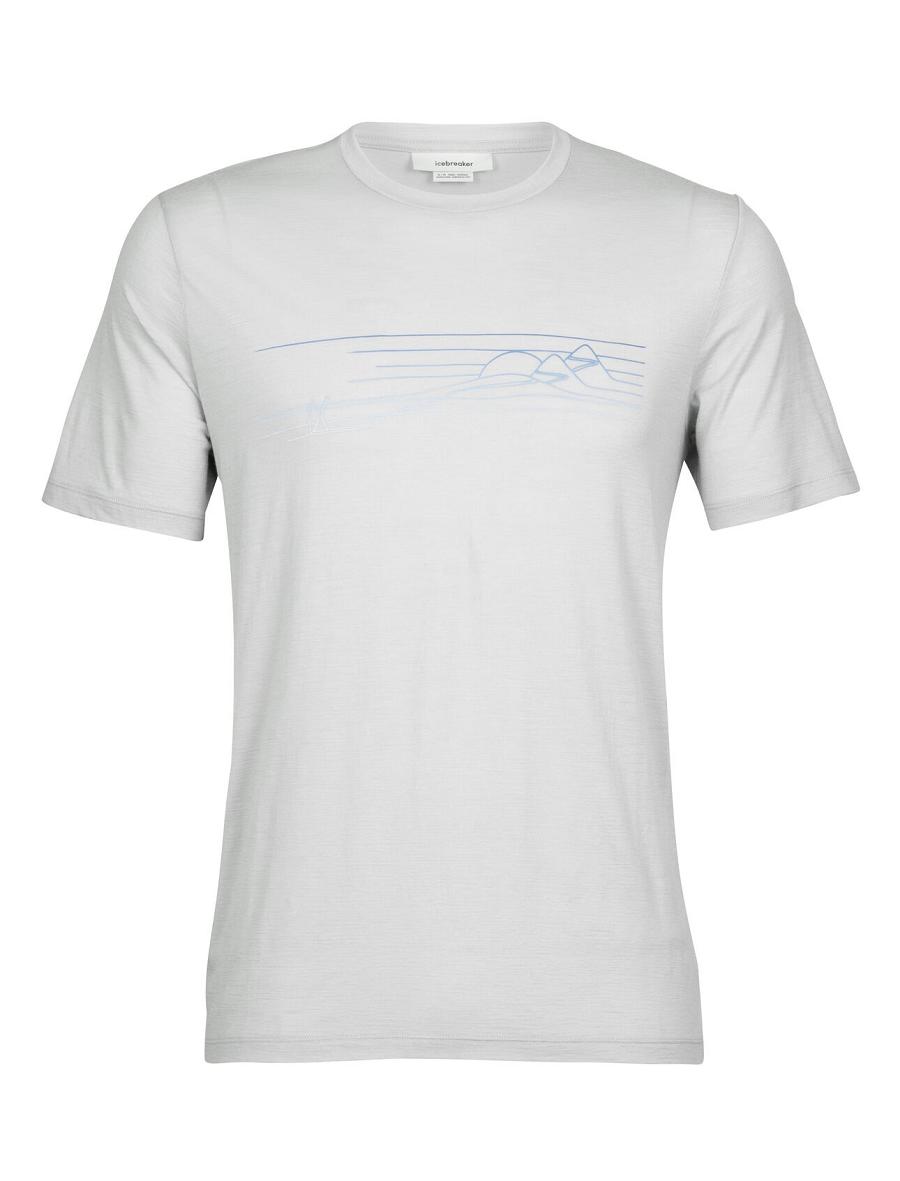 Men's Icebreaker Merino Tech Lite II Short Sleeve Ski Stripes T Shirts Ether | CA 1771DFMN